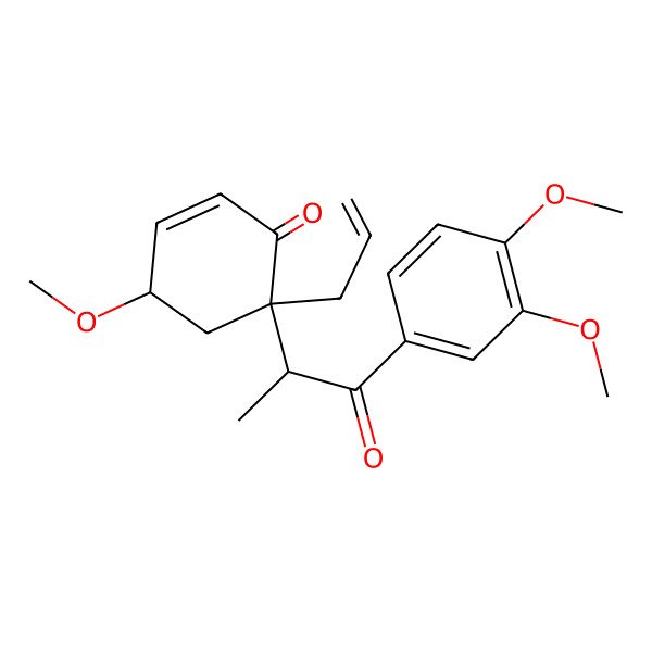 2D Structure of (4S,6S)-6-[(2R)-1-(3,4-dimethoxyphenyl)-1-oxopropan-2-yl]-4-methoxy-6-prop-2-enylcyclohex-2-en-1-one
