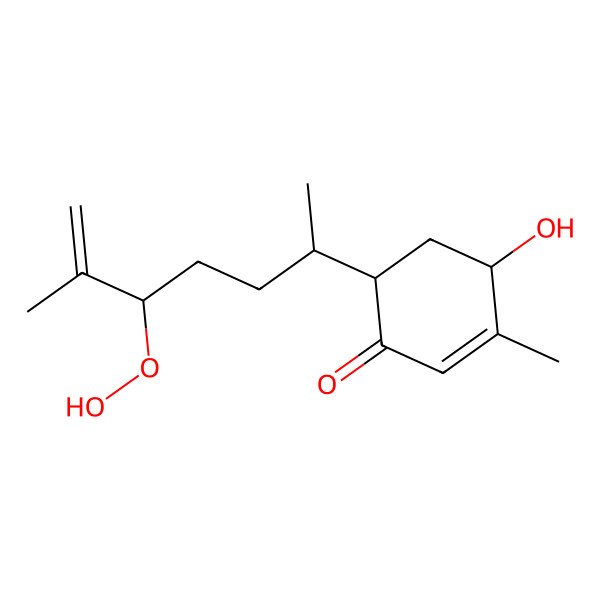 2D Structure of (4S,6S)-6-[(2R,5R)-5-hydroperoxy-6-methylhept-6-en-2-yl]-4-hydroxy-3-methylcyclohex-2-en-1-one