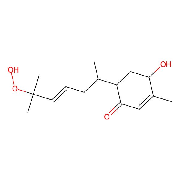 2D Structure of (4S,6S)-6-[(E,2R)-6-hydroperoxy-6-methylhept-4-en-2-yl]-4-hydroxy-3-methylcyclohex-2-en-1-one