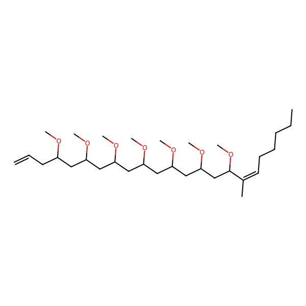 2D Structure of (4S,6S,8S,10S,12S,14S,16S,17E)-4,6,8,10,12,14,16-heptamethoxy-17-methyltricosa-1,17-diene