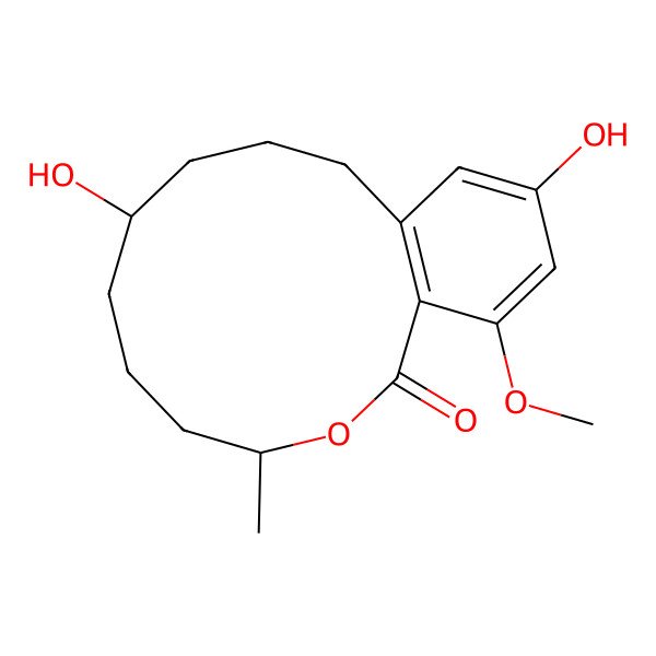 2D Structure of (4S,8R)-8,14-dihydroxy-16-methoxy-4-methyl-3-oxabicyclo[10.4.0]hexadeca-1(12),13,15-trien-2-one
