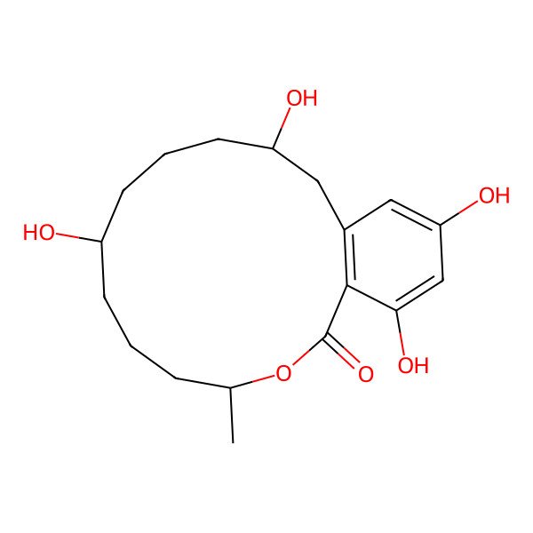 2D Structure of (4S,8R,12S)-8,12,16,18-tetrahydroxy-4-methyl-3-oxabicyclo[12.4.0]octadeca-1(14),15,17-trien-2-one