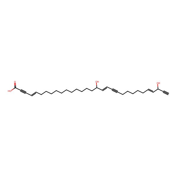 2D Structure of (4Z,17R,18E,27E,29R)-17,29-dihydroxyhentriaconta-4,18,27-trien-2,20,30-triynoic acid