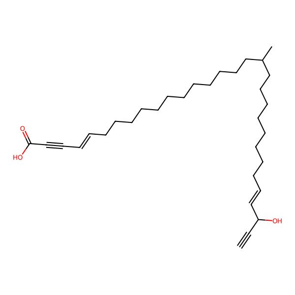 2D Structure of (4Z,27E,29R)-29-hydroxy-18-methylhentriaconta-4,27-dien-2,30-diynoic acid