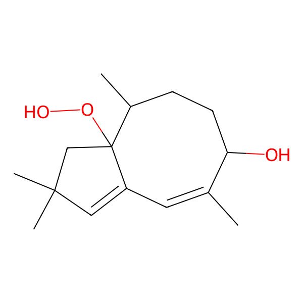 2D Structure of (4Z,6S,9R,9aR)-9a-hydroperoxy-2,2,5,9-tetramethyl-6,7,8,9-tetrahydro-1H-cyclopenta[8]annulen-6-ol