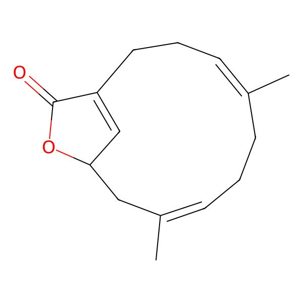 2D Structure of (4Z,8Z,11S)-5,9-dimethyl-12-oxabicyclo[9.2.1]tetradeca-1(14),4,8-trien-13-one