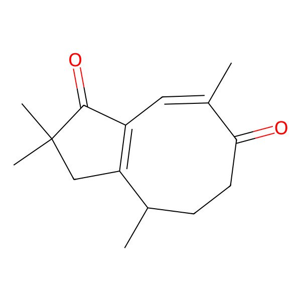 2D Structure of (4Z,9R)-2,2,5,9-tetramethyl-1,7,8,9-tetrahydrocyclopenta[8]annulene-3,6-dione