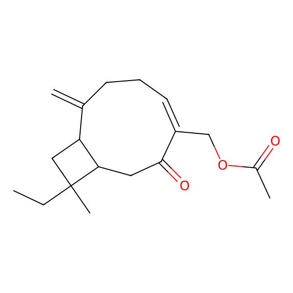 2D Structure of [(4Z,9S,11S)-11-ethyl-11-methyl-8-methylidene-3-oxo-4-bicyclo[7.2.0]undec-4-enyl]methyl acetate
