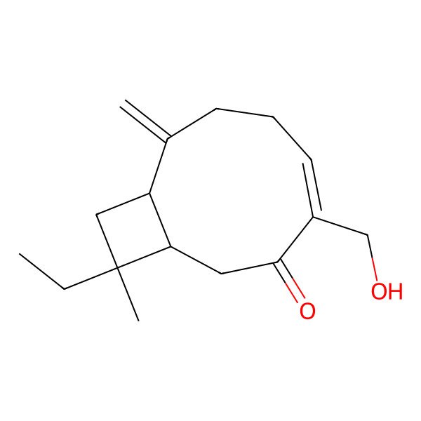 2D Structure of (4Z,9S,11S)-11-ethyl-4-(hydroxymethyl)-11-methyl-8-methylidenebicyclo[7.2.0]undec-4-en-3-one