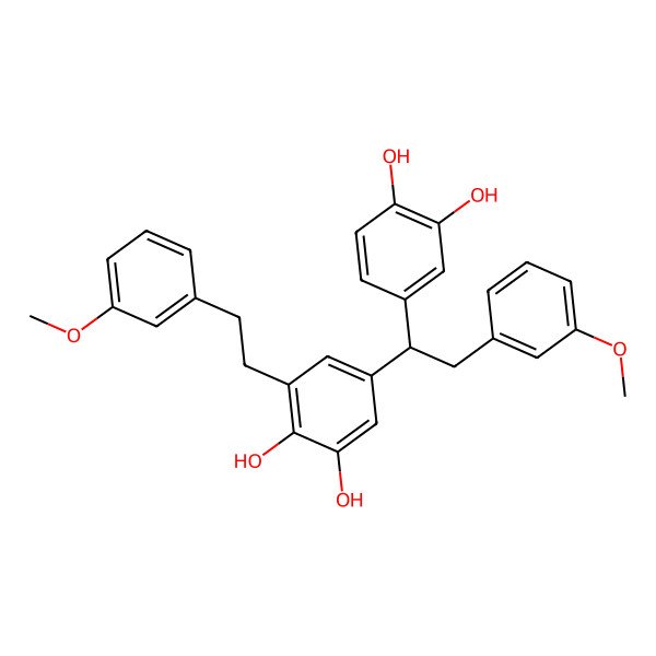 2D Structure of 5-[1-(3,4-Dihydroxyphenyl)-2-(3-methoxyphenyl)ethyl]-3-[2-(3-methoxyphenyl)ethyl]benzene-1,2-diol