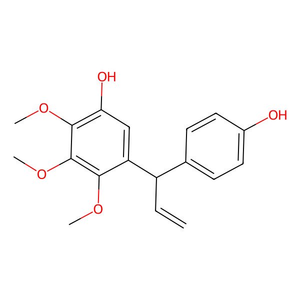 2D Structure of 5-[1-(4-Hydroxyphenyl)prop-2-en-1-yl]-2,3,4-trimethoxyphenol