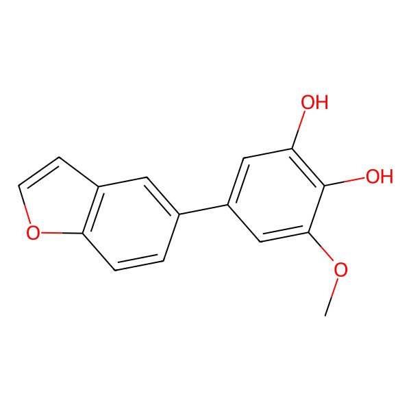 2D Structure of 5-(1-Benzofuran-5-yl)-3-methoxybenzene-1,2-diol