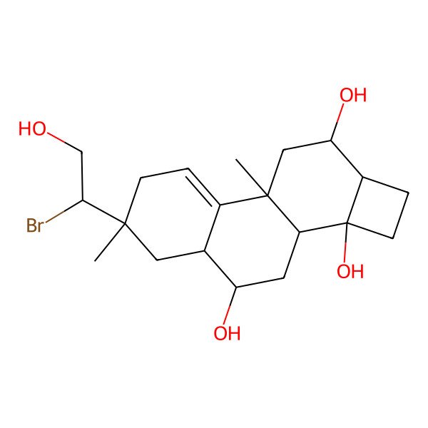 2D Structure of 5-(1-Bromo-2-hydroxyethyl)-1,5-dimethyltetracyclo[8.6.0.02,7.011,14]hexadec-2-ene-8,11,15-triol