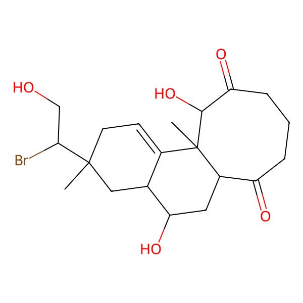 2D Structure of 5-(1-Bromo-2-hydroxyethyl)-8,16-dihydroxy-1,5-dimethyltricyclo[8.6.0.02,7]hexadec-2-ene-11,15-dione