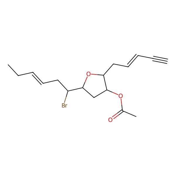 2D Structure of [5-(1-Bromohex-3-enyl)-2-pent-2-en-4-ynyloxolan-3-yl] acetate