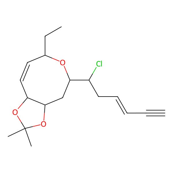 2D Structure of 5-(1-chlorohex-3-en-5-ynyl)-7-ethyl-2,2-dimethyl-4,5,7,9a-tetrahydro-3aH-[1,3]dioxolo[4,5-d]oxocine