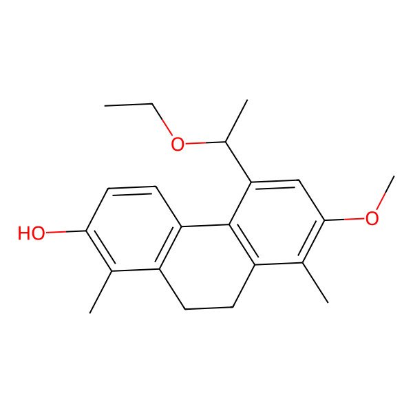 2D Structure of 5-(1-Ethoxyethyl)-7-methoxy-1,8-dimethyl-9,10-dihydrophenanthren-2-ol