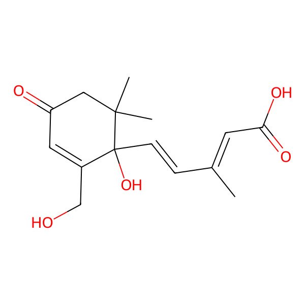 2D Structure of 5-[1-Hydroxy-2-(hydroxymethyl)-6,6-dimethyl-4-oxocyclohex-2-en-1-yl]-3-methylpenta-2,4-dienoic acid