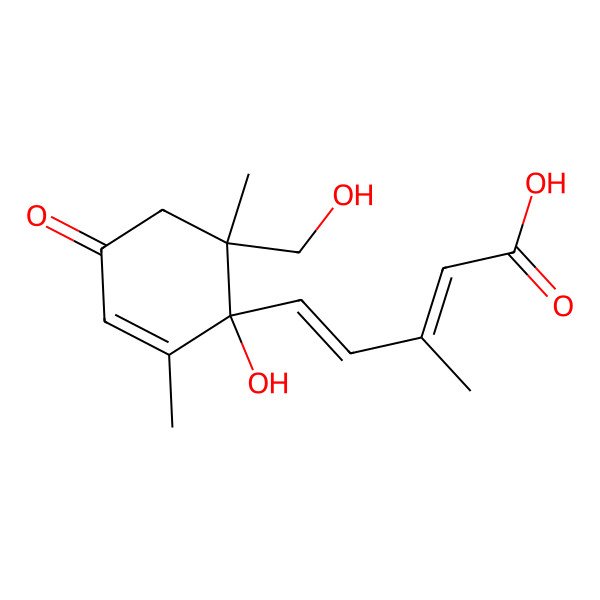 2D Structure of 5-[1-Hydroxy-6-(hydroxymethyl)-2,6-dimethyl-4-oxo-2-cyclohexen-1-yl]-3-methyl-2,4-pentadienoic acid