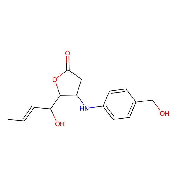 2D Structure of 5-(1-Hydroxybut-2-enyl)-4-[4-(hydroxymethyl)anilino]oxolan-2-one