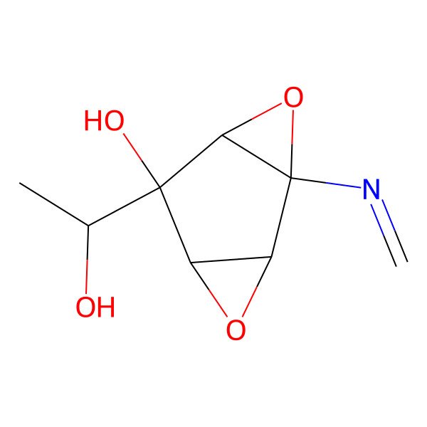 2D Structure of 5-(1-Hydroxyethyl)-1-(methylideneamino)-3,7-dioxatricyclo[4.1.0.02,4]heptan-5-ol