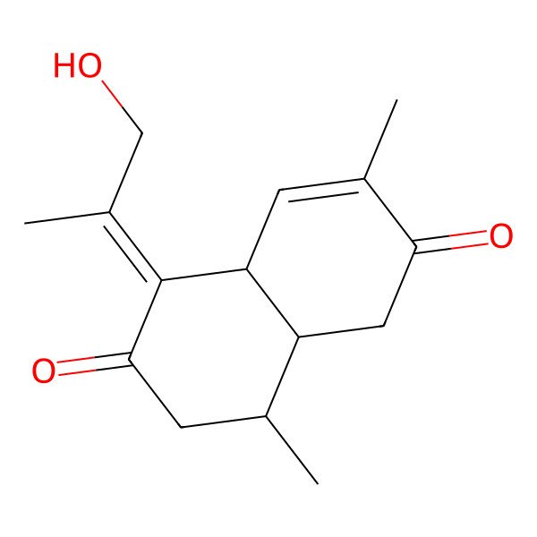 2D Structure of 5-(1-hydroxypropan-2-ylidene)-3,8-dimethyl-4a,7,8,8a-tetrahydro-1H-naphthalene-2,6-dione