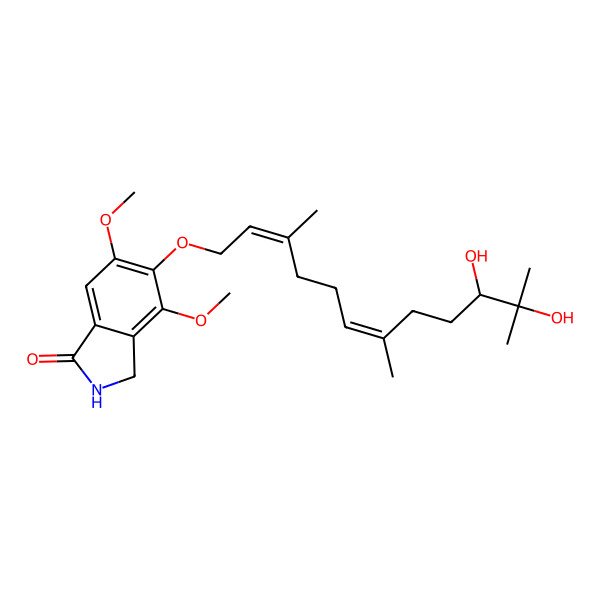 2D Structure of 5-(10,11-Dihydroxy-3,7,11-trimethyldodeca-2,6-dienoxy)-4,6-dimethoxy-2,3-dihydroisoindol-1-one