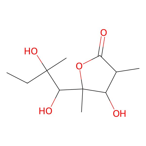 2D Structure of 5-(1,2-Dihydroxy-2-methylbutyl)-4-hydroxy-3,5-dimethyloxolan-2-one