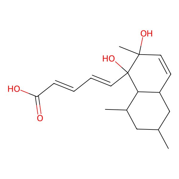 2D Structure of 5-(1,2-Dihydroxy-2,6,8-trimethyl-4a,5,6,7,8,8a-hexahydronaphthalen-1-yl)penta-2,4-dienoic acid