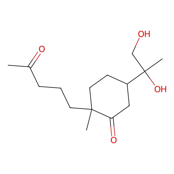 2D Structure of 5-(1,2-Dihydroxypropan-2-yl)-2-methyl-2-(4-oxopentyl)cyclohexan-1-one