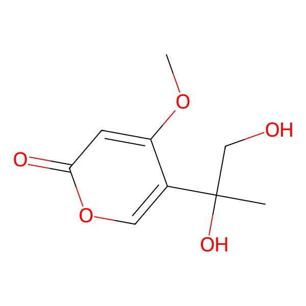 2D Structure of 5-(1,2-Dihydroxypropan-2-yl)-4-methoxypyran-2-one