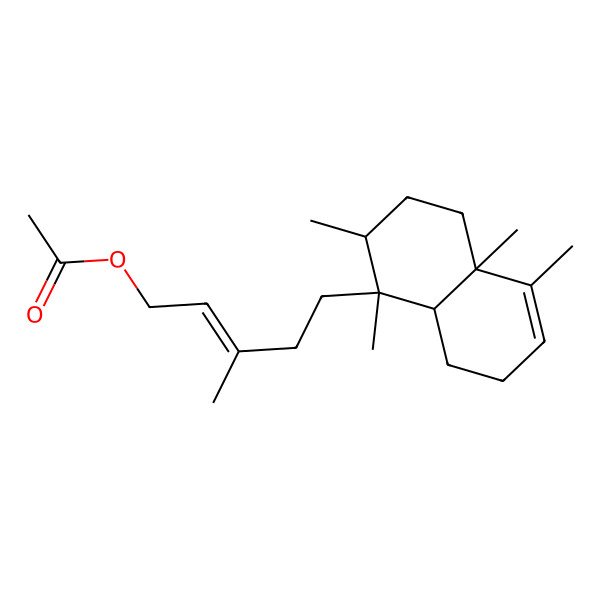 2D Structure of [5-(1,2,4a,5-Tetramethyl-2,3,4,7,8,8a-hexahydronaphthalen-1-yl)-3-methylpent-2-enyl] acetate