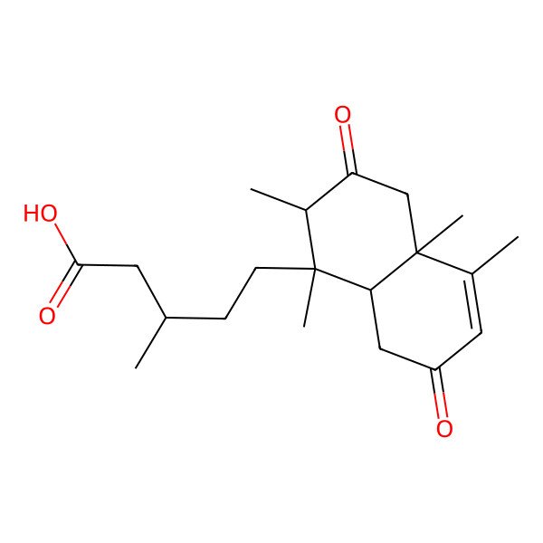 2D Structure of 5-(1,2,4a,5-Tetramethyl-3,7-dioxo-2,4,8,8a-tetrahydronaphthalen-1-yl)-3-methylpentanoic acid 2D Structure of 5-(1,2,4a,5-Tetramethyl-3,7-dioxo-2,4,8,8a-tetrahydronaphthalen-1-yl)-3-methylpentanoic acid