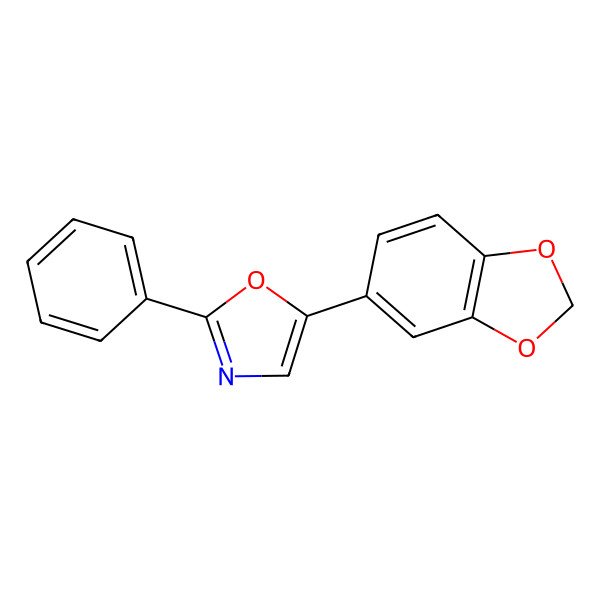 2D Structure of 5-(1,3-Benzodioxol-5-yl)-2-phenyl-1,3-oxazole 2D Structure of 5-(1,3-Benzodioxol-5-yl)-2-phenyl-1,3-oxazole