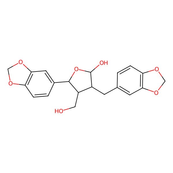 2D Structure of 5-(1,3-Benzodioxol-5-yl)-3-(1,3-benzodioxol-5-ylmethyl)-4-(hydroxymethyl)oxolan-2-ol