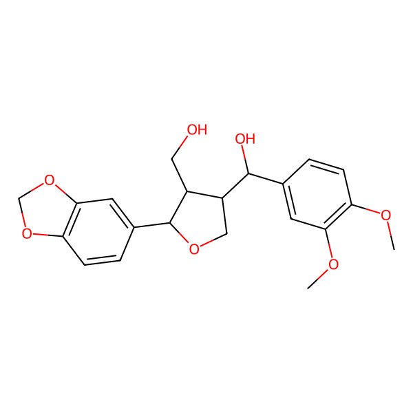 2D Structure of [5-(1,3-Benzodioxol-5-yl)-4-(hydroxymethyl)oxolan-3-yl]-(3,4-dimethoxyphenyl)methanol