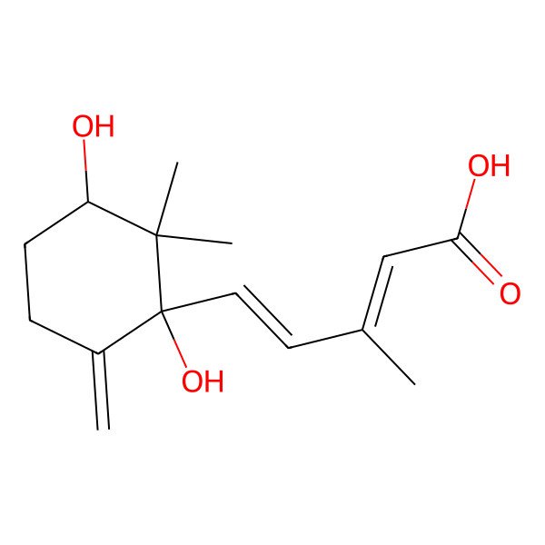 2D Structure of 5-(1,3-Dihydroxy-2,2-dimethyl-6-methylidenecyclohexyl)-3-methylpenta-2,4-dienoic acid