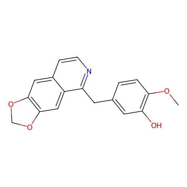 2D Structure of 5-([1,3]Dioxolo[4,5-g]isoquinolin-5-ylmethyl)-2-methoxyphenol