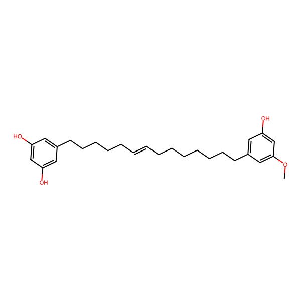 2D Structure of 5-[14-(3-Hydroxy-5-methoxyphenyl)tetradec-6-enyl]benzene-1,3-diol