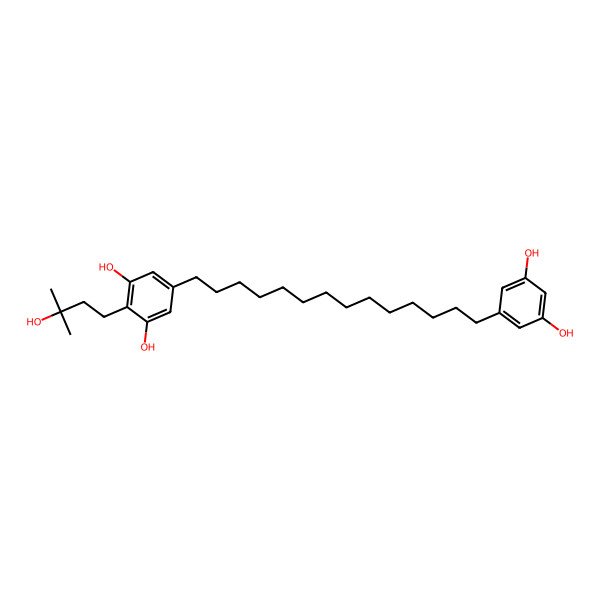 2D Structure of 5-[14-(3,5-Dihydroxyphenyl)tetradecyl]-2-(3-hydroxy-3-methylbutyl)benzene-1,3-diol