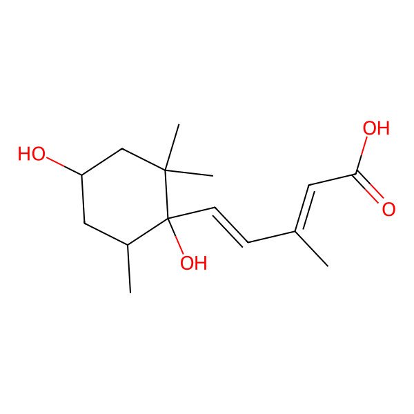 2D Structure of 5-(1,4-Dihydroxy-2,2,6-trimethylcyclohexyl)-3-methylpenta-2,4-dienoic acid
