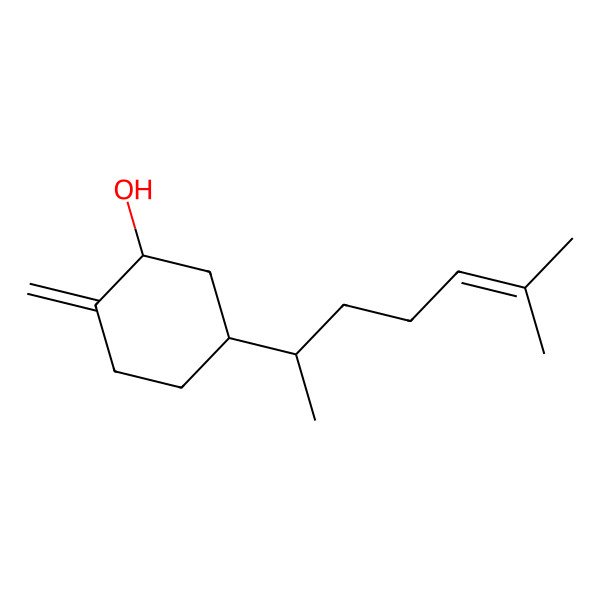 2D Structure of 5-(1,5-Dimethyl-4-hexenyl)-2-methylene-3-cyclo-hexanol 2D Structure of 5-(1,5-Dimethyl-4-hexenyl)-2-methylene-3-cyclo-hexanol