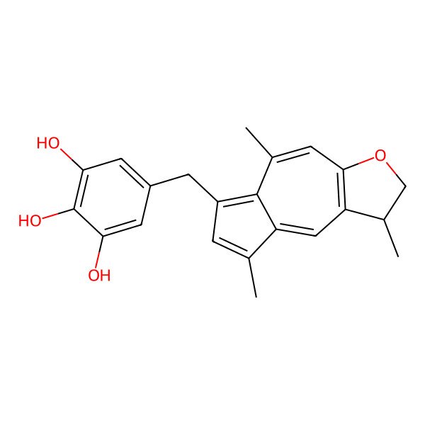 2D Structure of 5-[(1,5,8-Trimethyl-1,2-dihydroazuleno[6,5-b]furan-6-yl)methyl]benzene-1,2,3-triol