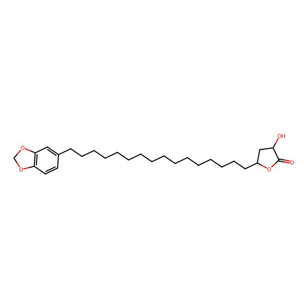 2D Structure of 5-[16-(1,3-Benzodioxol-5-yl)hexadecyl]-3-hydroxyoxolan-2-one