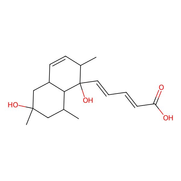 2D Structure of 5-(1,6-Dihydroxy-2,6,8-trimethyl-2,4a,5,7,8,8a-hexahydronaphthalen-1-yl)penta-2,4-dienoic acid