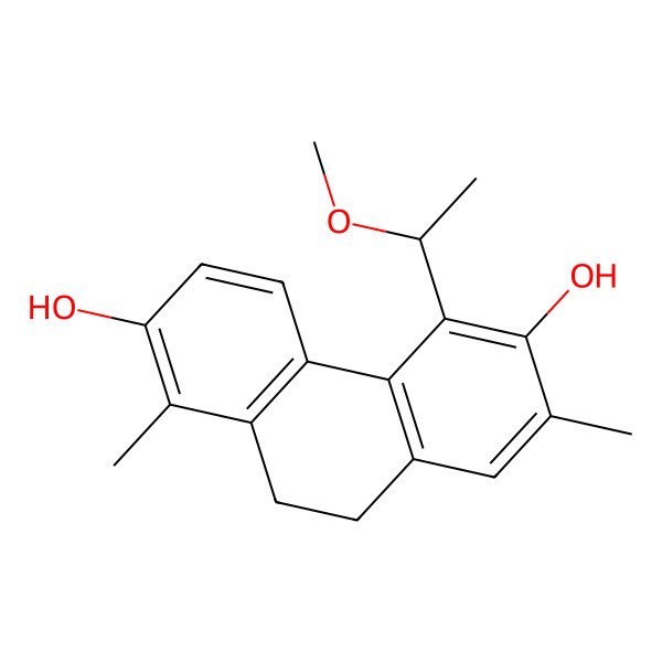 2D Structure of 5-[(1R)-1-methoxyethyl]-1,7-dimethyl-9,10-dihydrophenanthrene-2,6-diol