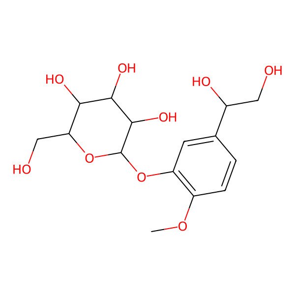 2D Structure of 5-[(1R)-1,2-Dihydroxyethyl]-2-methoxyphenyl beta-D-glucopyranoside