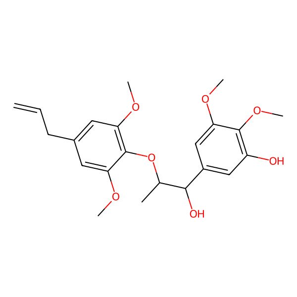 2D Structure of 5-[(1R,2R)-2-(2,6-dimethoxy-4-prop-2-enylphenoxy)-1-hydroxypropyl]-2,3-dimethoxyphenol