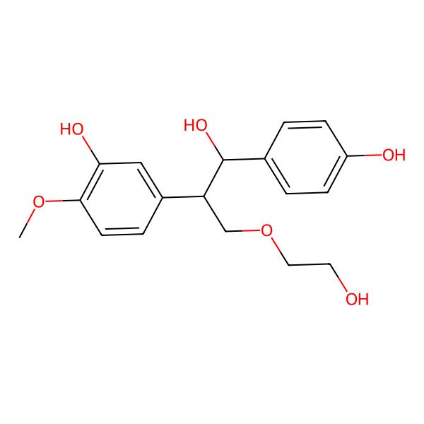 2D Structure of 5-[(1R,2S)-1-hydroxy-3-(2-hydroxyethoxy)-1-(4-hydroxyphenyl)propan-2-yl]-2-methoxyphenol