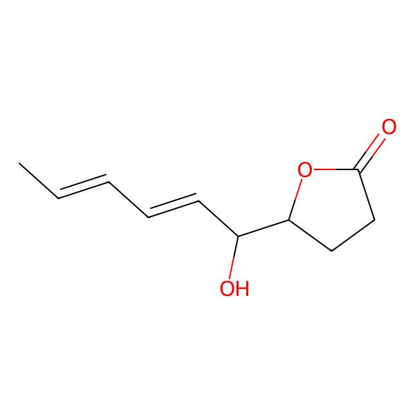 2D Structure of 5-[(1R,2Z,4E)-1-hydroxyhexa-2,4-dienyl]oxolan-2-one